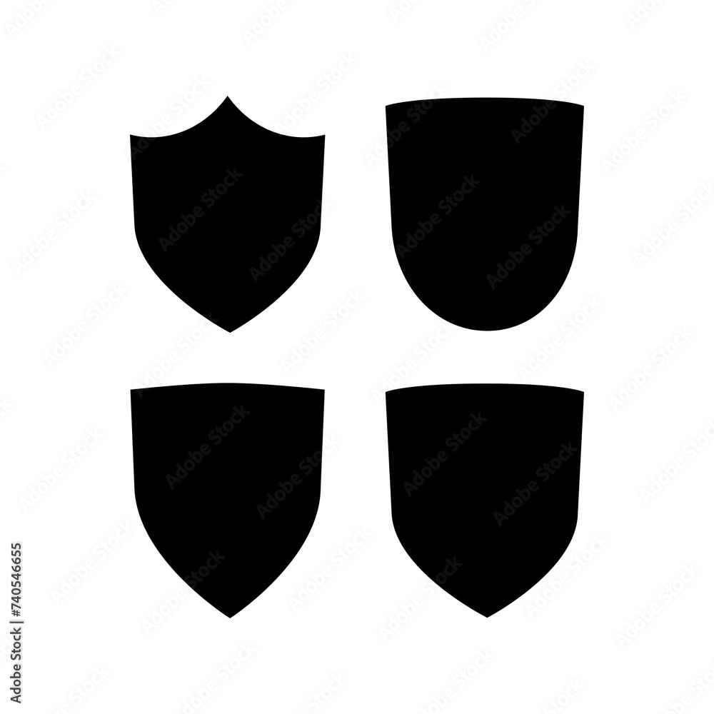 Four shields icon isolated on transparent background Four shields icon isolated on transparent background
