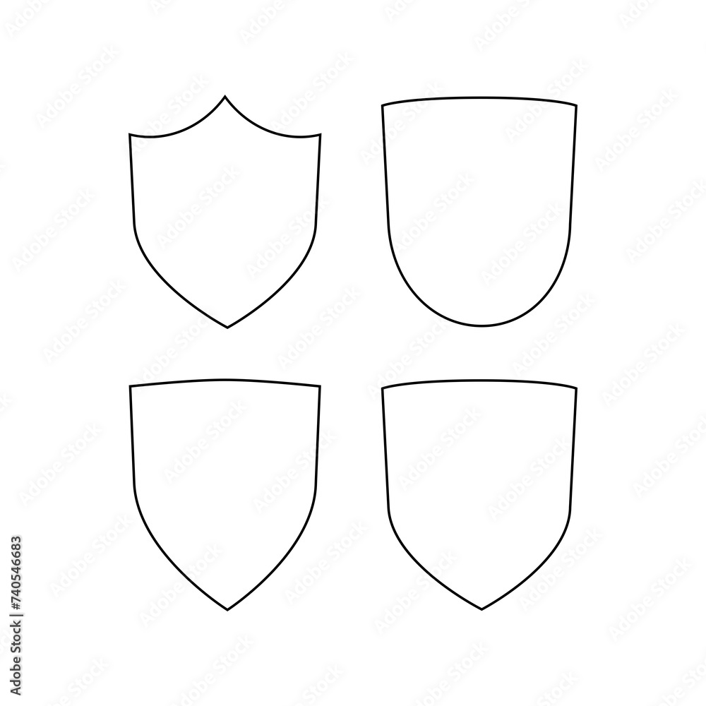 Four shields icon isolated on transparent background Four shields icon isolated on transparent background