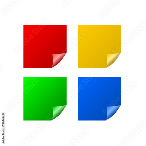 Free Download Set of color sheets of note papers icon isolated on transparent background - GFXLoad