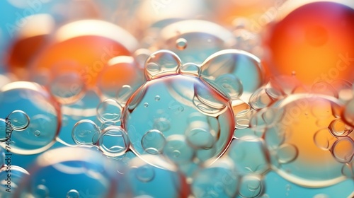 Macro close up of soap bubbles look like scienctific image of cell and cell membrane photo