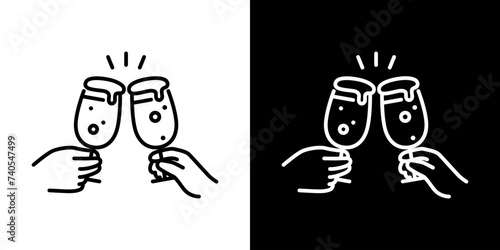 グラスビールで乾杯するアイコン