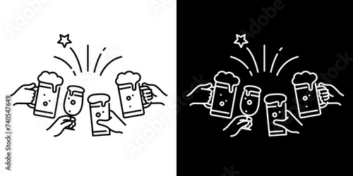 ビールで乾杯するアイコン