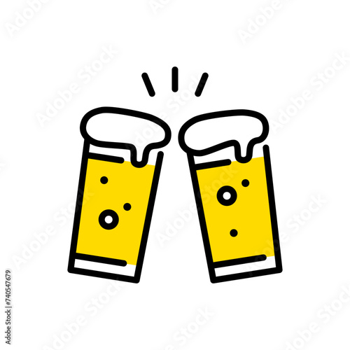 グラスビールで乾杯するアイコン