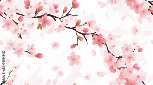 Cherry blossoms and branches japanese sakura illustration © Minimal Blue