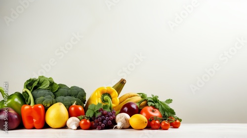Organic food background and Copy space. Food photography different fruits and vegetables isolated white background. High resolution product