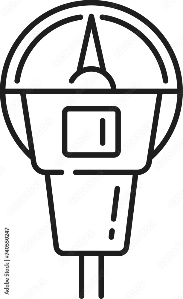 Parking meter line icon of automatic garage service, parkometer vector linear sign. Automated parking pictogram of parkometer ticket machine for parking guidance and information or PGI system app Parking meter line icon of automatic garage service, parkometer vector linear sign. Automated parking pictogram of parkometer ticket machine for parking guidance and information or PGI system app
