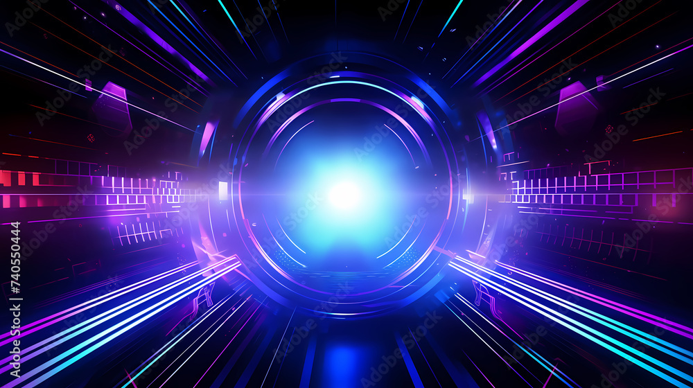 Fototapeta premium Artificial intelligence background, blockchain managed domain electronic devices network blue background