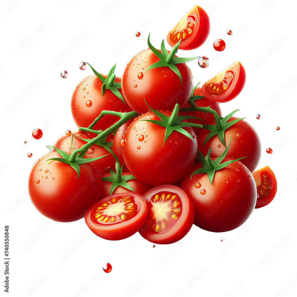 tomatoes on a vine on transparent background, png tomatoes on a vine on transparent background, png