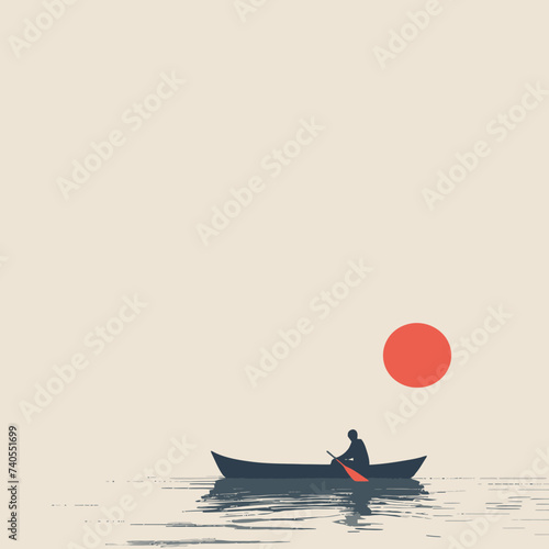 a person rowing a boat illustration photo