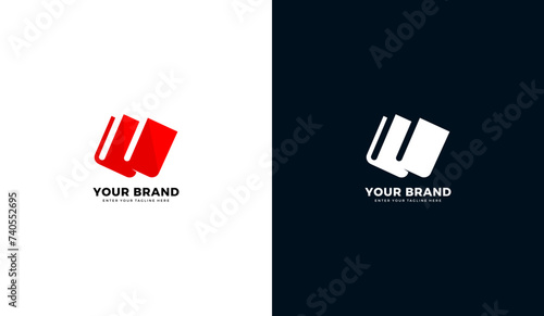 W letter book logo. Book icon design, graphic vector illustration