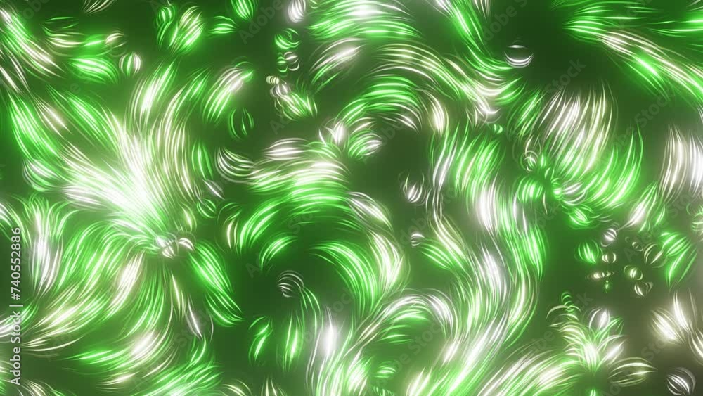 abstract background light moving on green background 3d rendering animation digital art 