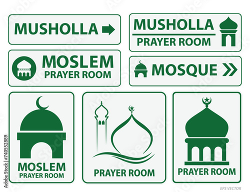set of kabah icon silhouette or mosque icon sign isolated. 3D Illustration