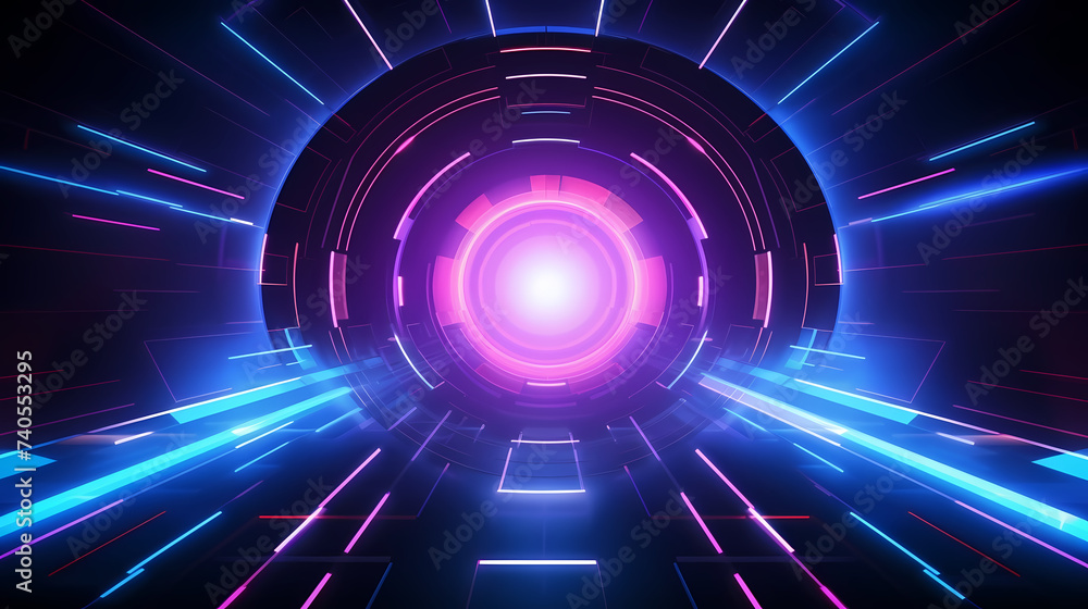 Fototapeta premium Artificial intelligence background, blockchain managed domain electronic devices network blue background