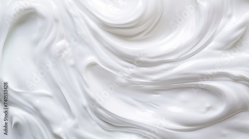 White foam cream texture. Cosmetic cleanser, shower gel, shaving foam background. Creamy cleansing skincare product bubbles photo