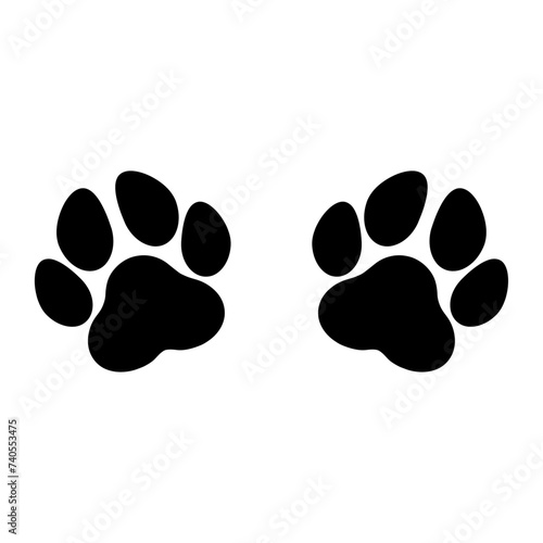 Black paw silhouette design on white background with copy space