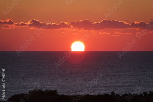 Sonnenaufgang am Meer bei Rhodos, Blick zur Tuerkei photo