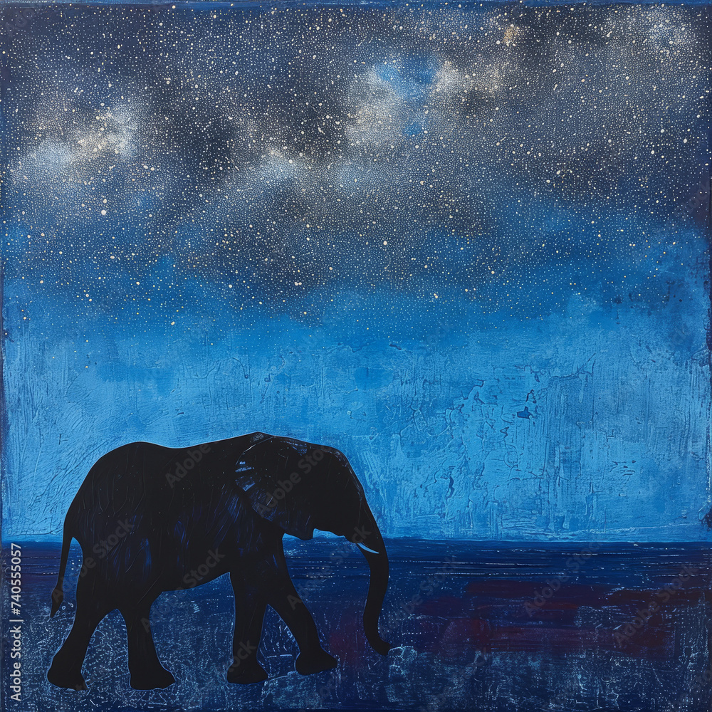 Celestial Safari: Starlit Elephant Walk on African Savanna
Celestial Safari: Starlit Elephant Walk on African Savanna