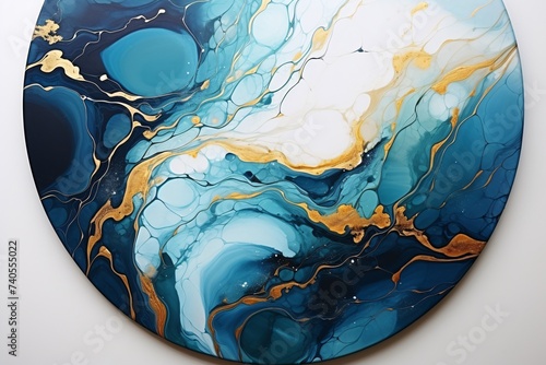 a blue and gold painted circle