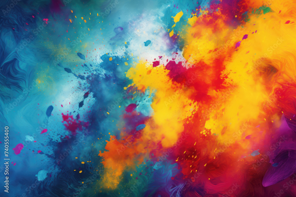 Obraz premium Colorful powder explosion on white background. Colored cloud. Colorful dust explode. Paint Holi