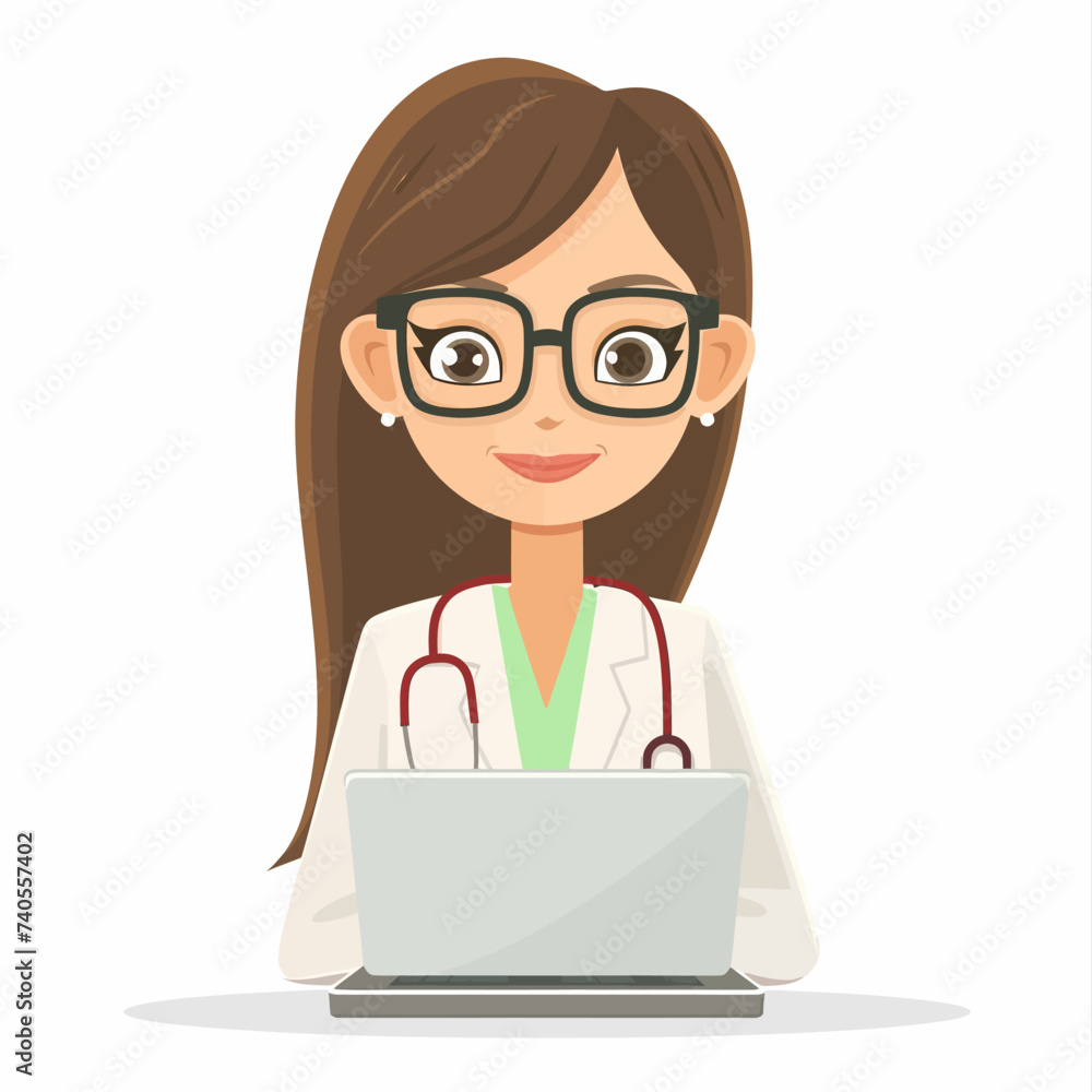 Doctor Discuss with patient online illustration Doctor Discuss with patient online illustration