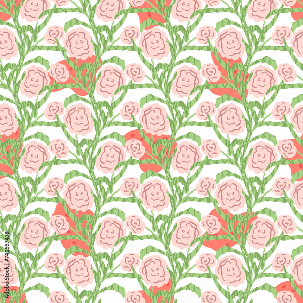 Vector Flat Seamless Floral Pattern