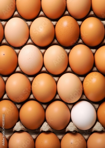 BIO fresh chicken eggs in paper box in supermarket, food protein healthy food. Generative Ai.