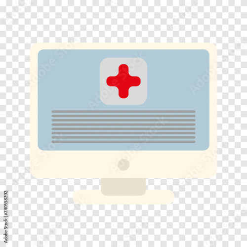 Monitor with plus line icon. Medicine, online referral, consultation, treatment, doctor, license, therapist, medical board. Vector line icon for business and advertising