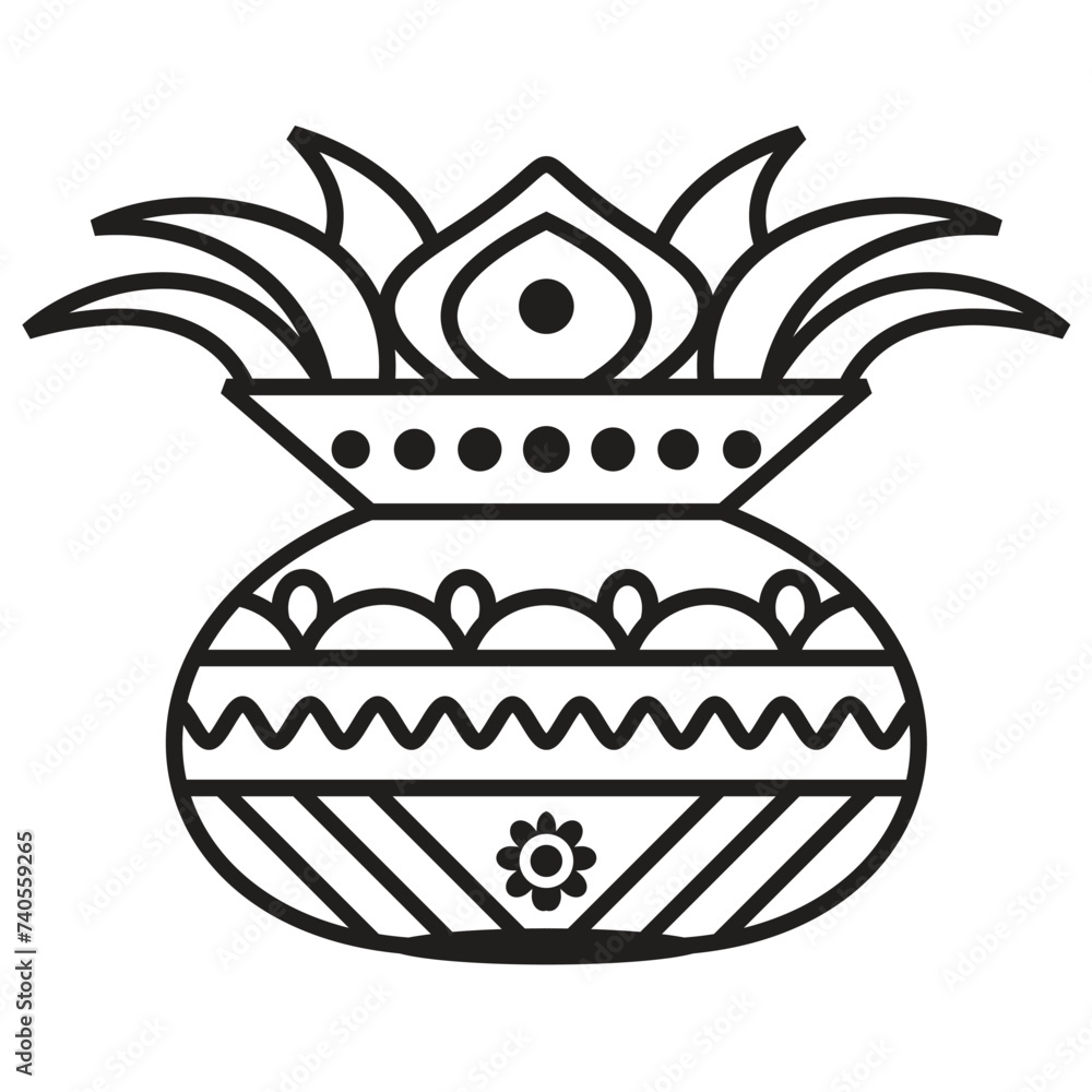 Indian wedding clip art Kalash on black and white Indian wedding clip art Kalash on black and white