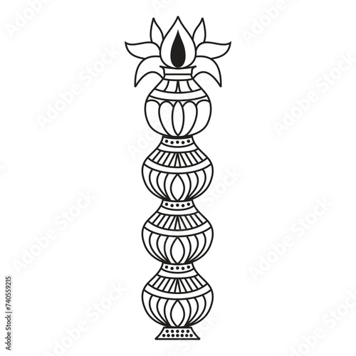 Indian wedding clip art Kalash on black and white