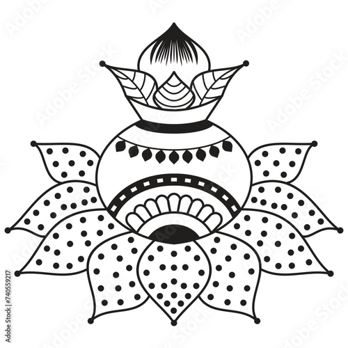 Indian wedding clip art Kalash on black and white