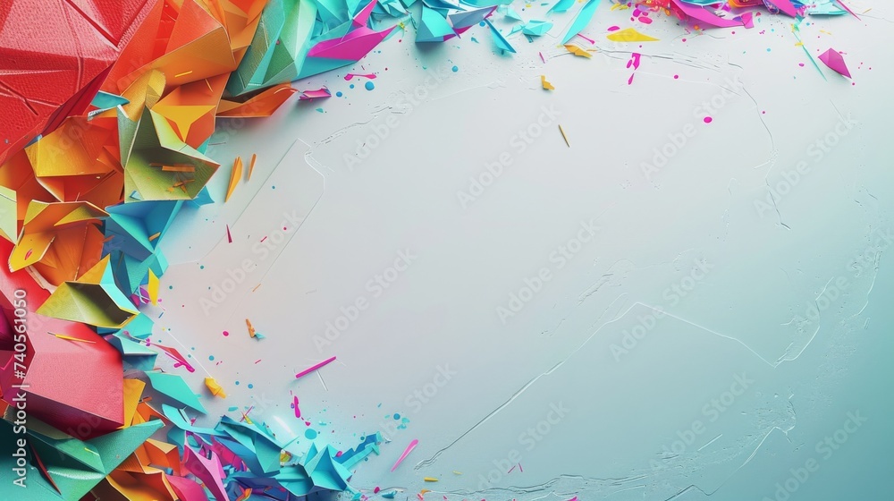 Fototapeta premium A vibrant mosaic of childhood imagination, bursting with color and creativity, adorns the pristine canvas of a white paper surface