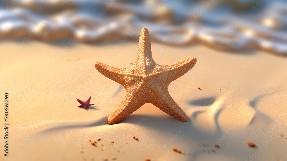 Beautiful beach with starfish and shells Beautiful beach with starfish and shells