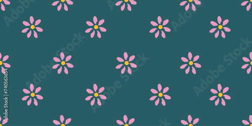 Spring Flowers seamless pattern. Hand drawn Summer plant background. Pink Flower wallpaper print design. Vector illustration can used fabric bed linen print and wrapping paper. EPS 10
