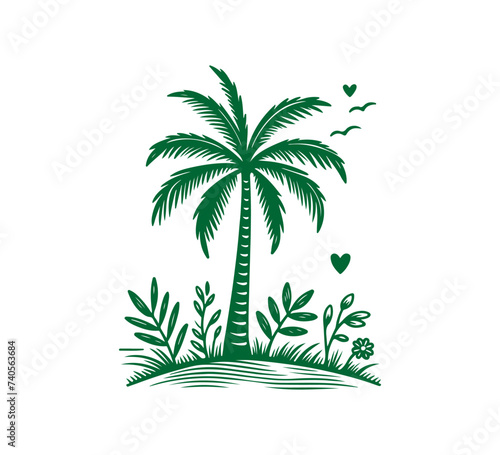 Palm tree vector hand drawn illustration graphic asset