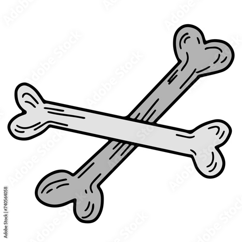 Cartoon doodle of two crossed bones. Vector illustration.