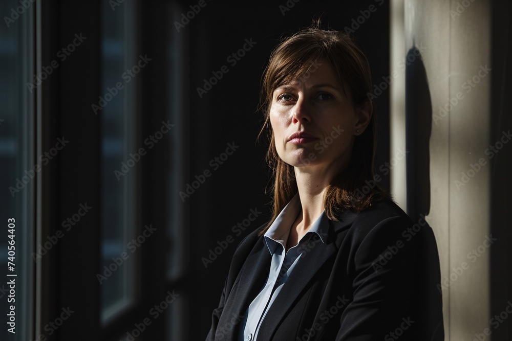 Portrait d'une femme d'affaires brune aux yeux bleus » IA générative Portrait d'une femme d'affaires brune aux yeux bleus » IA générative