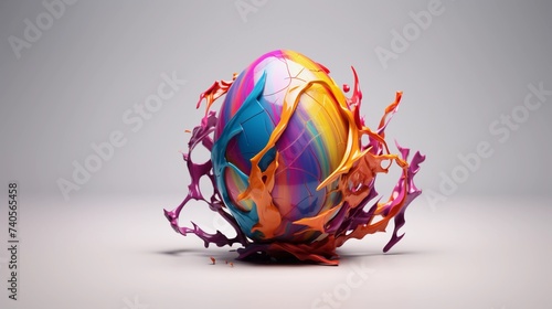 Ein bemaltes Ei in Regenbogenfarben.