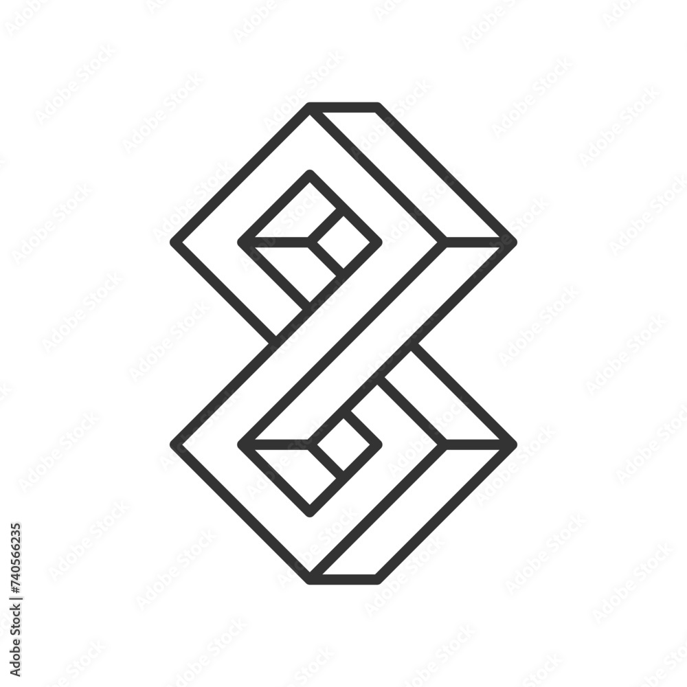 Impossible shape icon isolated on white background. Line art. Vector illustration. Impossible shape icon isolated on white background. Line art. Vector illustration.