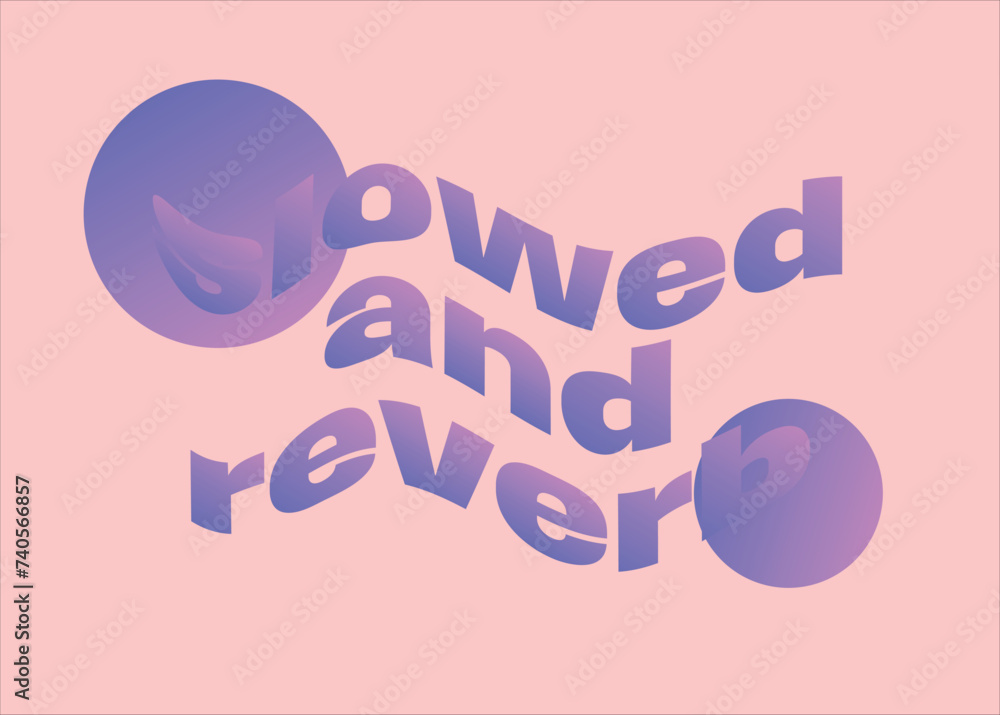 Obraz premium Flat Purple 'Slowed and Reverb' Typography in lovercase, with two gradient circles, on peach Background