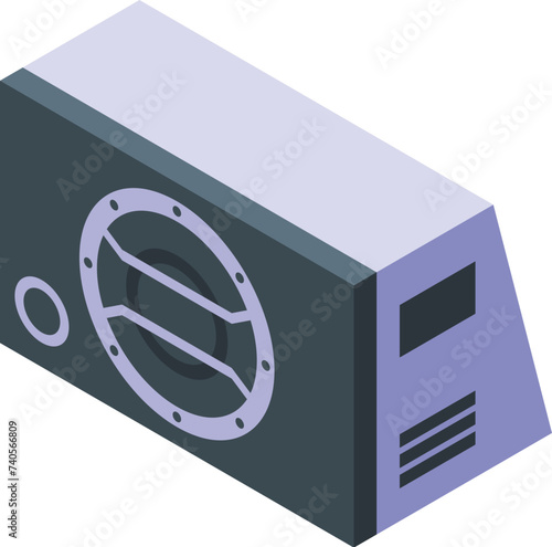 Car music subwoofer icon isometric vector. Play system. Acoustic digital modern