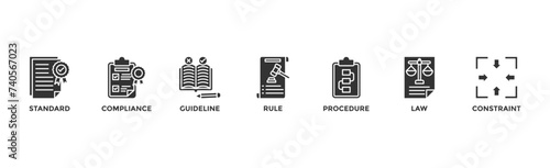 Regulation banner web icon vector illustration concept with icon of standard, compliance, guideline, rule, procedure, law and constraint
