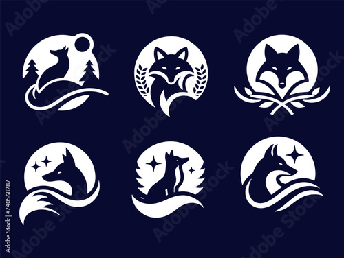 Set of fox logo vector illustration silhouette clipart icon