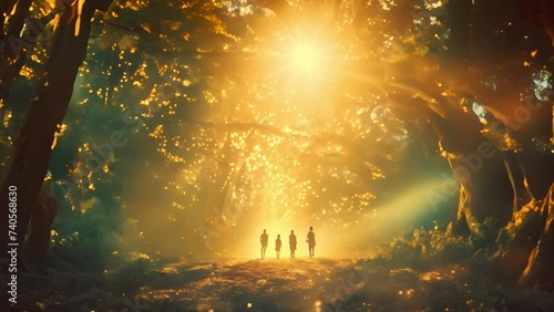 AI generates the concept of life after death and the journey to meet the God of Golden Light to guide us. photo
