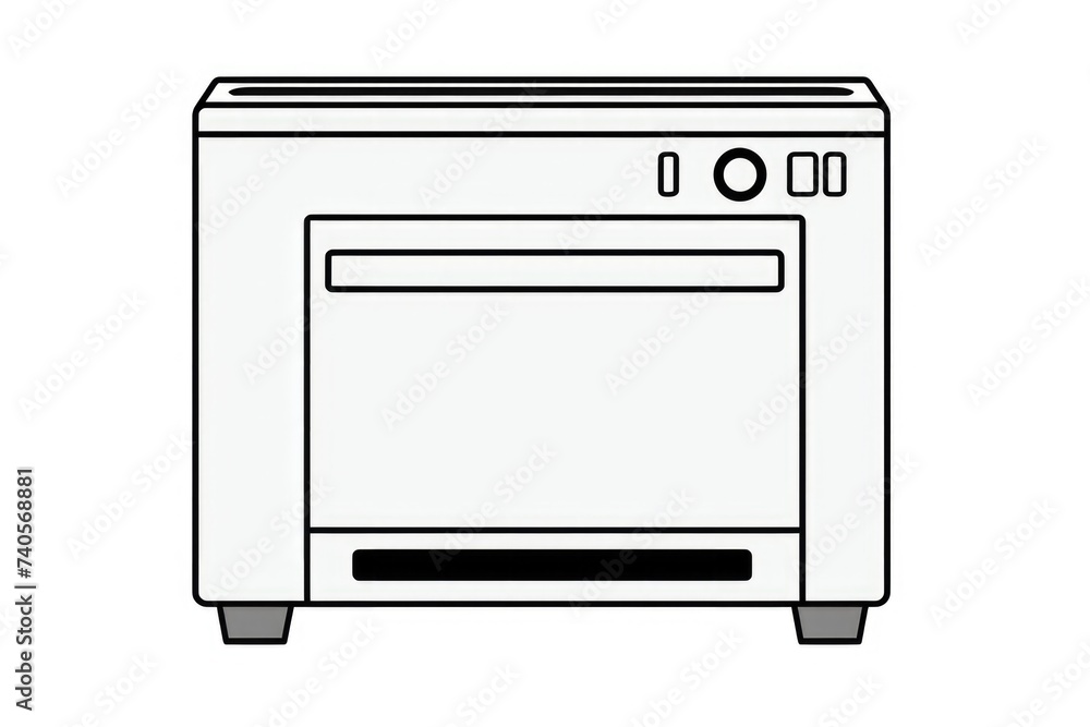 Detailed black and white illustration of an oven. Suitable for kitchen or cooking related designs Detailed black and white illustration of an oven. Suitable for kitchen or cooking related designs