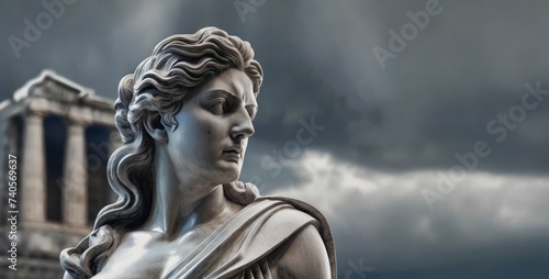 Stoicism concept, sculpture of a stoic, representing philosophy, ancient greek god statue. Antique sculpture