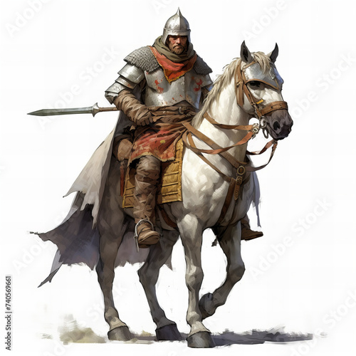 Chivalrous Knight Rides Forth with Banner Unfurled: An Illustration of Valor