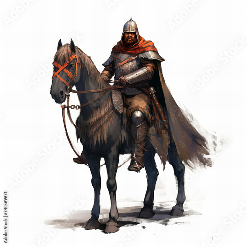Valiant Knight Mounted on Steed, Bearing Banner of Forgotten Realms
