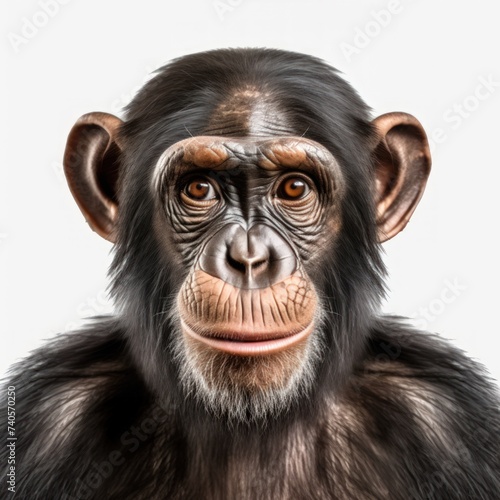 Chimpanzee face on a white background © crazyass
