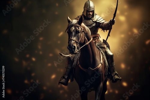 Medieval Knight on Horseback: A Majestic Banner for the Historical Enthusiasts Collection