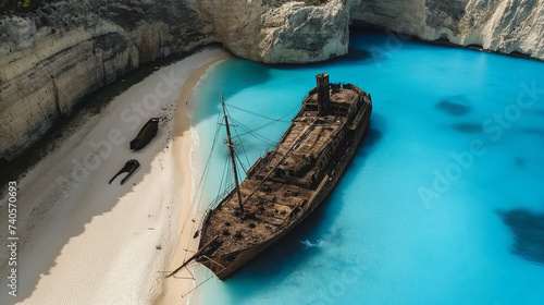 Shipwreck Beach or Smuggler's Bay, greece.